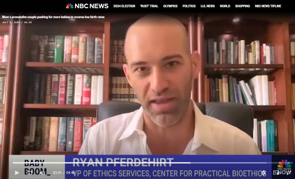 Ryan Pferdehirt's screen shot of his NBC interview.